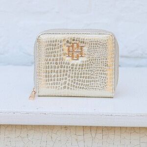 Caroline Hill Gold Embossed Croc Blakely Wallet